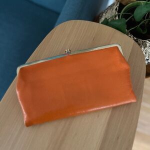 HOBO International Orange Leather Clutch wallet Fall autumn
